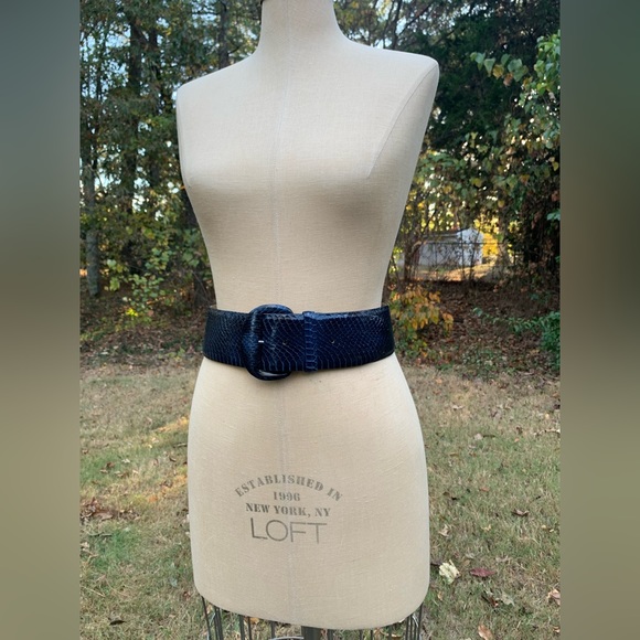 Beautiful Vintage Cobalt Blue Snakeskin & Leather Oversized Waist Belt - Picture 16 of 16